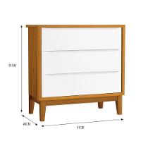 Jogo De Quarto Infantil Cômoda 3 Gavetas E Berço Classic Branco Savana Com Pés Amadeirado Reller Móveis Branco Savana - 5