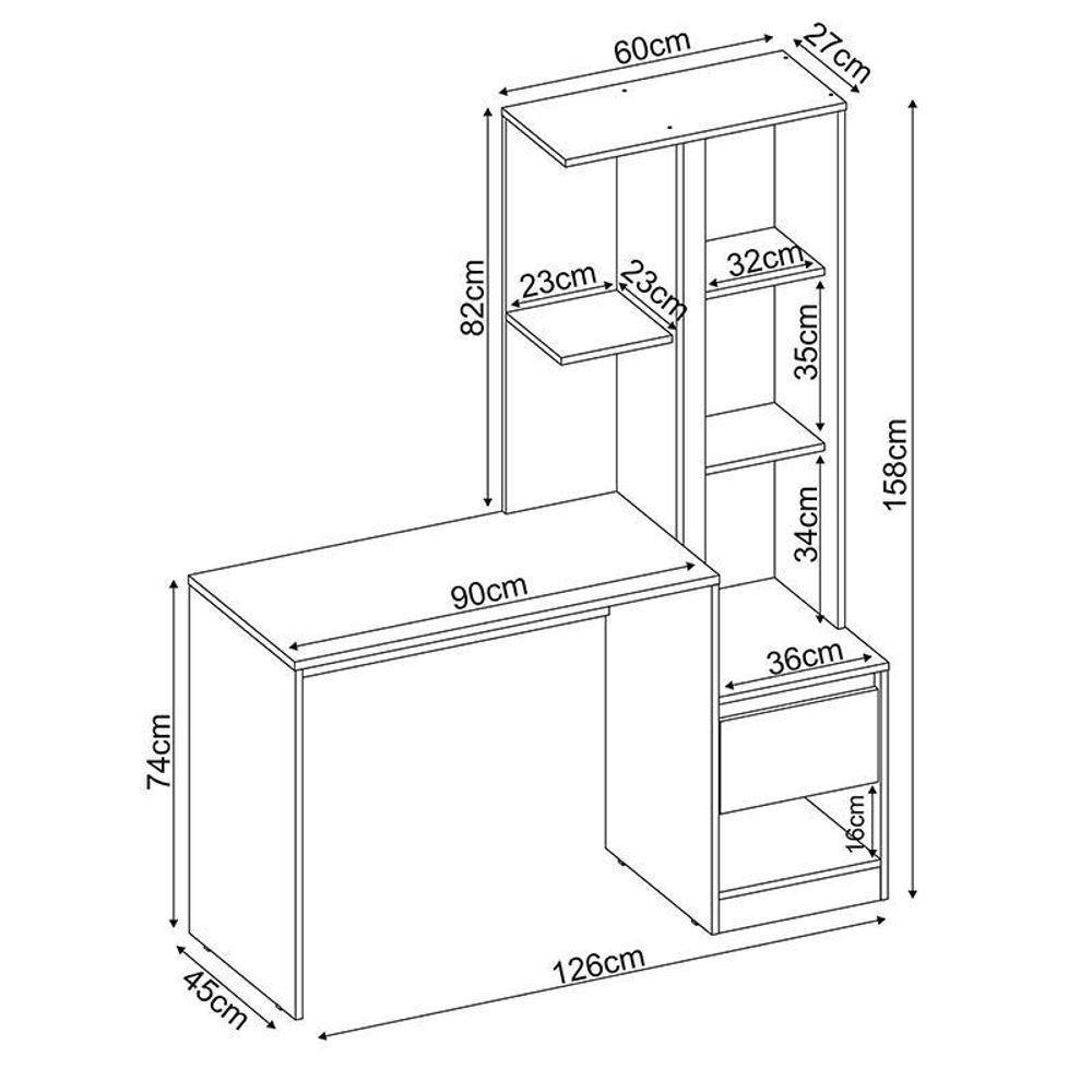 Escrivaninha Office Morada Com Armário 1 Porta E 1 Gaveta Branco Demóbile Branco - 2