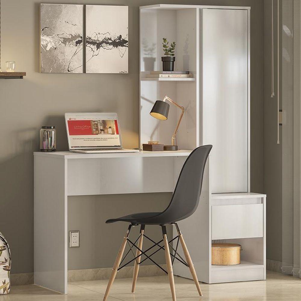 Escrivaninha Office Morada Com Armário 1 Porta E 1 Gaveta Branco Demóbile Branco - 6