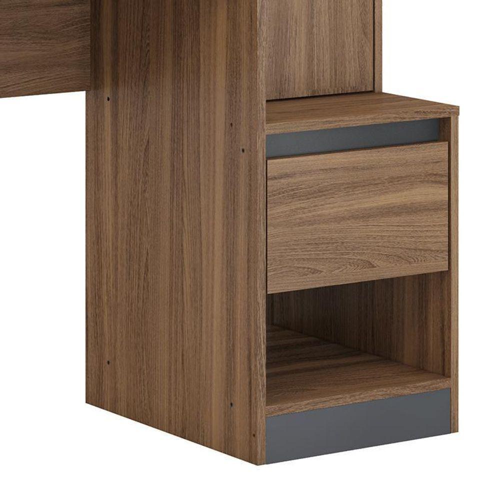 Escrivaninha Office Morada Com Armário 1 Porta E 1 Gaveta Amêndola Grafito Demóbile Amêndola Grafito - 3