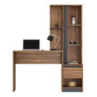 Escrivaninha Office Morada Com Armário 1 Porta E 1 Gaveta Amêndola Grafito Demóbile Amêndola Grafito - 5