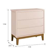 Jogo De Quarto Infantil Cômoda 3 Gavetas E Berço Classic Rosa Fosco Com Pés Amadeirado Reller Móveis Rosa Fosco - 5