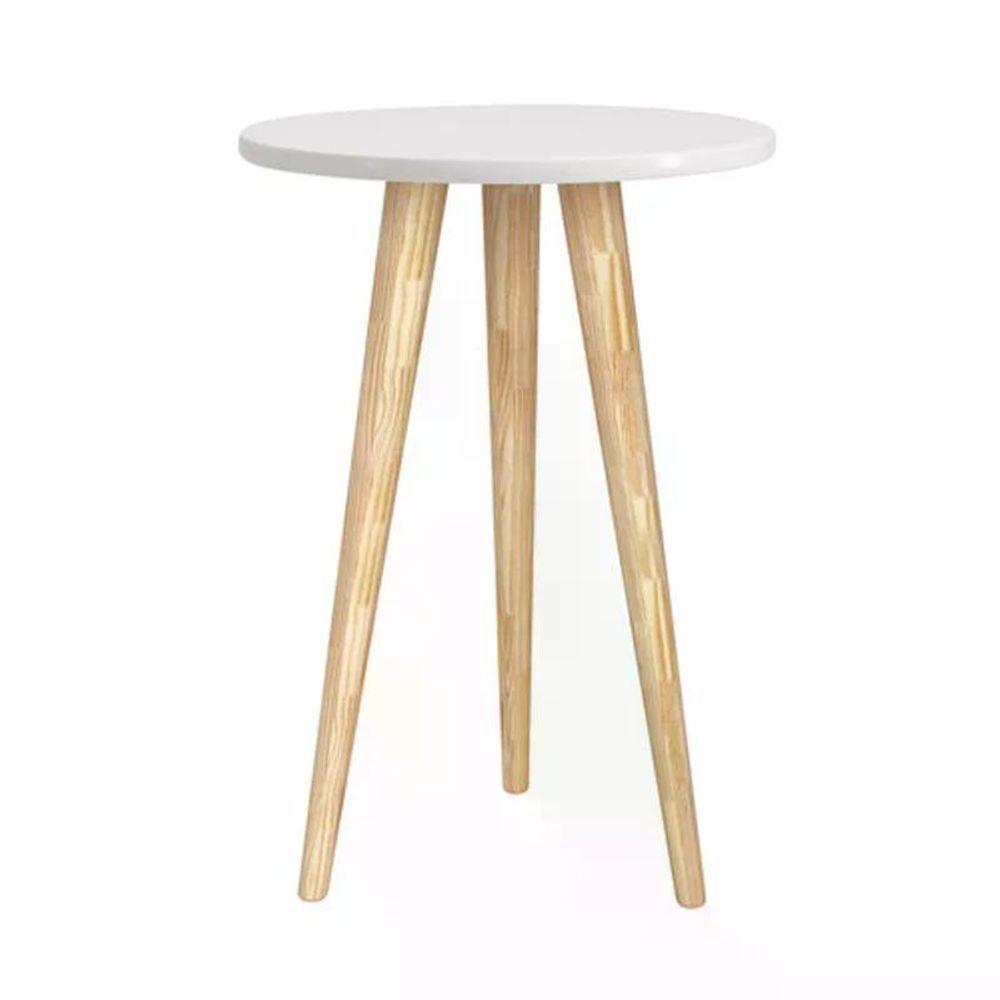 Dormitório Theo 2 Portas E Mesa De Canto Branco Com Pés Madeira Natural Reller Móveis Branco - 4