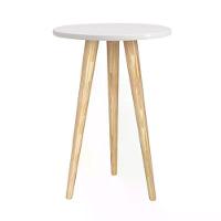 Dormitório Theo 2 Portas E Mesa De Canto Branco Com Pés Madeira Natural Reller Móveis Branco