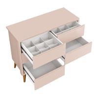 Dormitório Theo 3 Portas, Cômoda 6 Gavetas, Berço Rosa Fosco Com Pés Amadeirado E Colchão Reller Móveis Rosa Fosco - 7