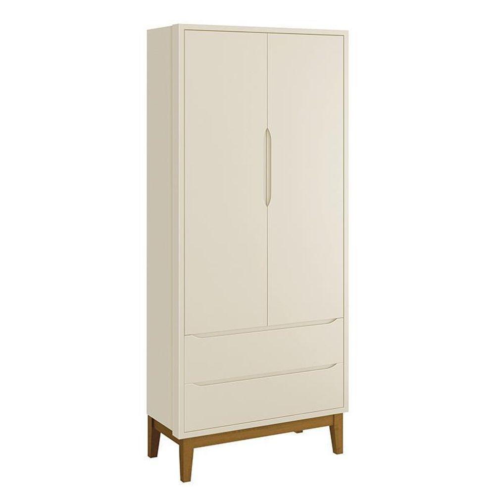 Guarda Roupa Infantil 2 Portas Classic Areia Fosco Com Pés Amadeirado Reller Móveis Areia Fosco - 3