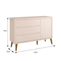 Jogo De Quarto Infantil Theo Retrô Cômoda 1 Porta E Berço Rosa Fosco Com Pés Amadeirado Reller Móveis Rosa Fosco