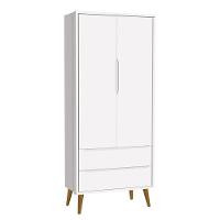 Guarda Roupa Infantil 2 Portas Theo Retrô Branco Fosco Com Pés Amadeirado Reller Móveis Branco Fosco - 1