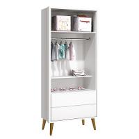 Guarda Roupa Infantil 2 Portas Theo Retrô Branco Fosco Com Pés Amadeirado Reller Móveis Branco Fosco - 2