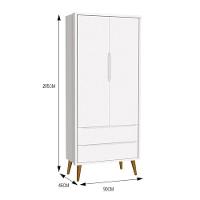 Guarda Roupa Infantil 2 Portas Theo Retrô Branco Fosco Com Pés Amadeirado Reller Móveis Branco Fosco - 3