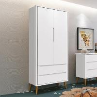 Guarda Roupa Infantil 2 Portas Theo Retrô Branco Fosco Com Pés Amadeirado Reller Móveis Branco Fosco - 4