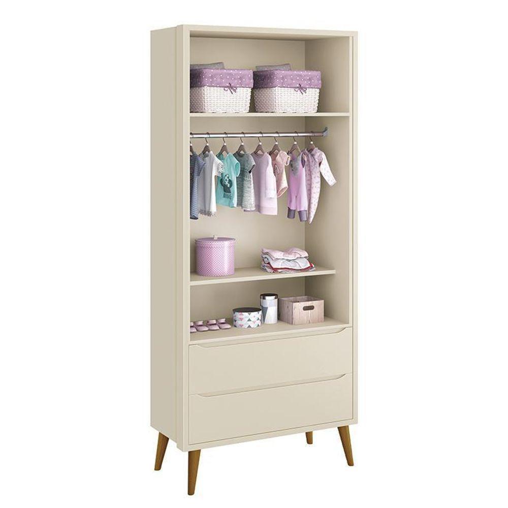 Dormitório Infantil Theo Retrô 2 Portas Cômoda E Berço Areia Fosco Com Pés Amadeirado Reller Móveis Areia Fosco - 4