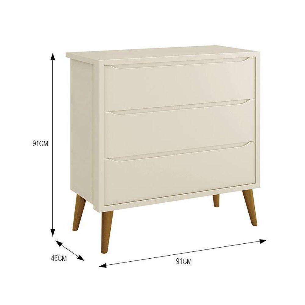 Dormitório Infantil Theo Retrô 2 Portas Cômoda E Berço Areia Fosco Com Pés Amadeirado Reller Móveis Areia Fosco - 6