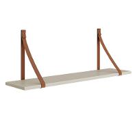 Kit 2 Prateleiras Luna 89,6cm Areia Fosco Com Alças De Couro Reller Móveis Areia Fosco - 4