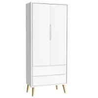 Dormitório Theo 2 Portas, Mesa De Canto Branco Com Pés Madeira Natural E Colchão D18 Reller Móveis Branco - 7