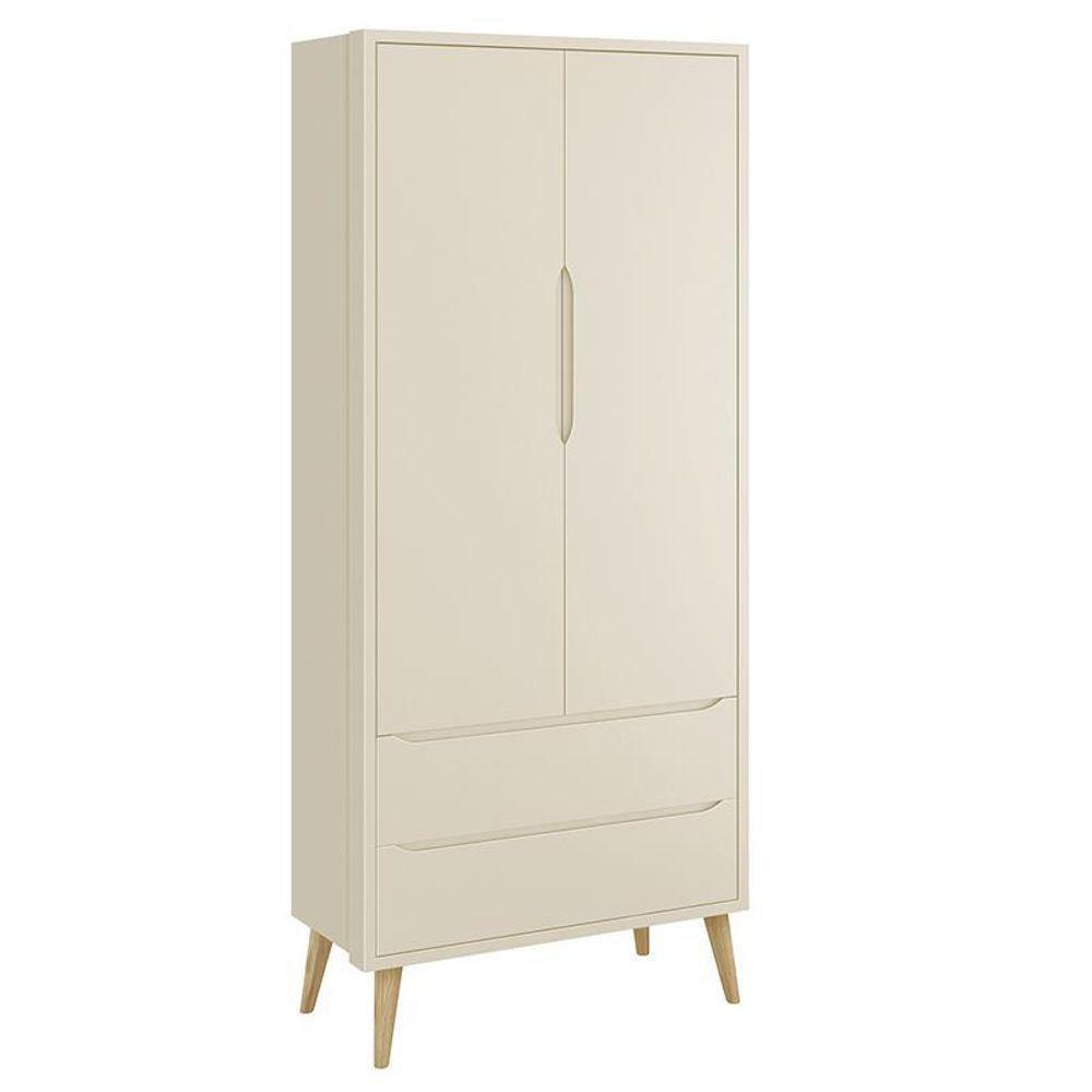 Guarda Roupa Infantil Theo 2 Portas Areia Fosco Com Pés Madeira Natural Reller Móveis Areia Fosco - 2
