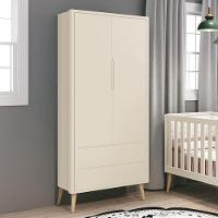 Guarda Roupa Infantil Theo 2 Portas Areia Fosco Com Pés Madeira Natural Reller Móveis Areia Fosco - 1