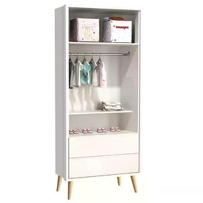 Guarda Roupa Infantil e Cômoda Theo 2 Portas 5 Gavetas Branco Fosco MDF