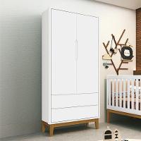 Guarda Roupa Infantil 2 Portas Classic Branco Fosco Com Pés Amadeirado Reller Móveis Branco Fosco - 3