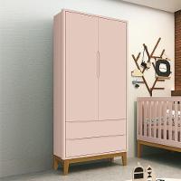 Guarda Roupa Infantil 2 Portas Classic Rosa Fosco Com Pés Amadeirado Reller Móveis Rosa Fosco - 3
