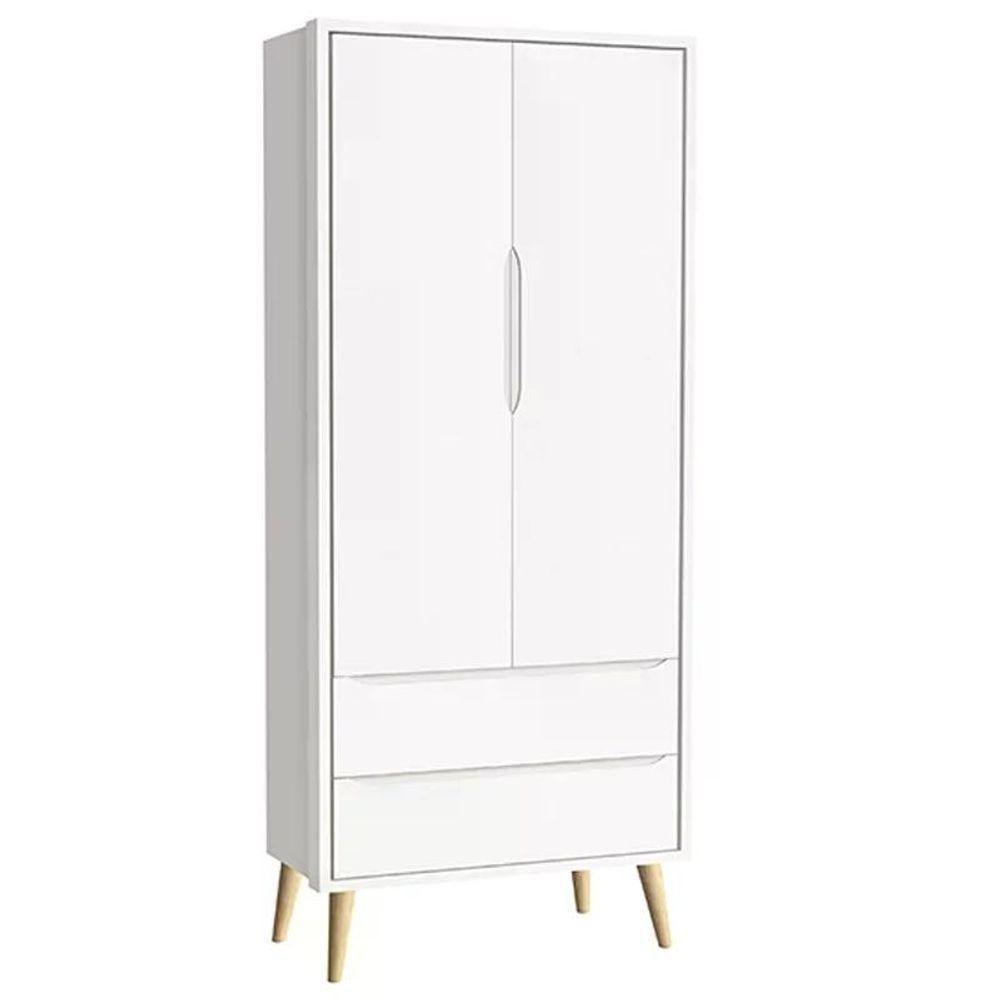 Dormitório Theo 2 Portas E Cômoda 1 Porta Branco Com Pés Madeira Natural Reller Móveis Branco - 5