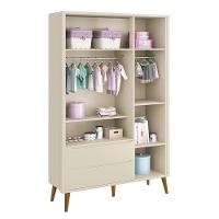 Dormitório Infantil Theo Retrô 3 Portas Cômoda E Berço Areia Fosco Com Pés Amadeirado Reller Móveis Areia Fosco - 2