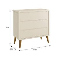 Dormitório Infantil Theo Retrô 3 Portas Cômoda E Berço Areia Fosco Com Pés Amadeirado Reller Móveis Areia Fosco - 5