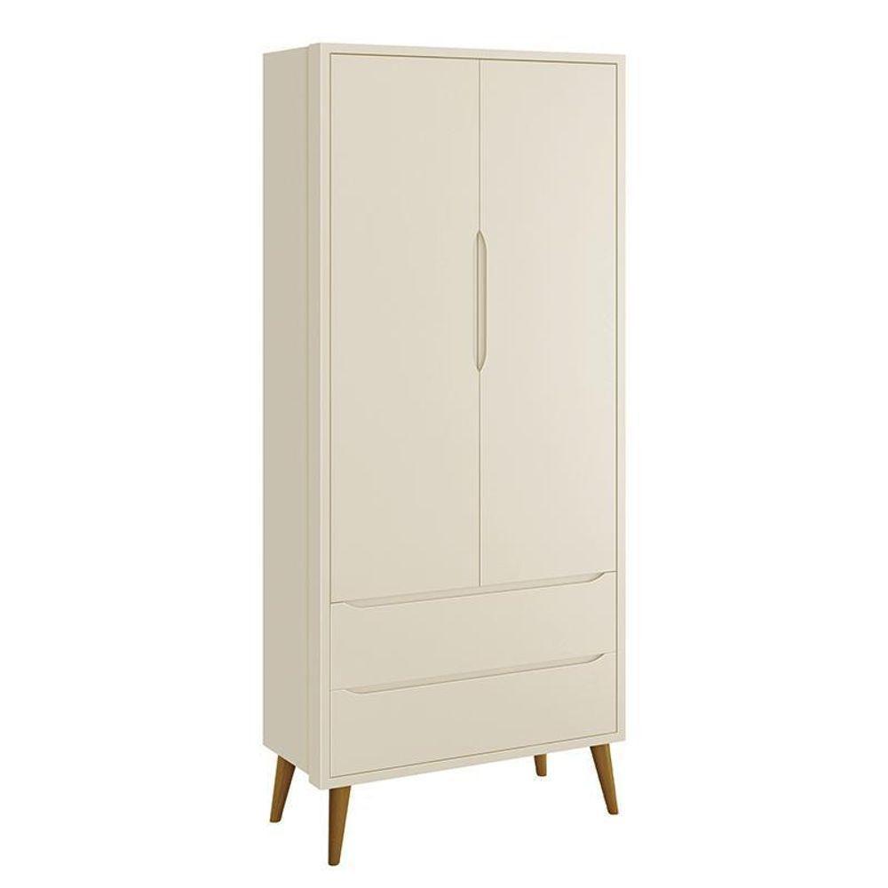 Guarda Roupa Infantil 2 Portas Theo Retrô Areia Fosco Com Pés Amadeirado Reller Móveis Areia Fosco - 1