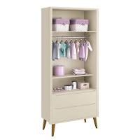 Guarda Roupa Infantil 2 Portas Theo Retrô Areia Fosco Com Pés Amadeirado Reller Móveis Areia Fosco - 3