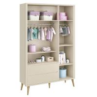 Dormitório Theo 3 Portas, Cômoda 3 Gavetas Areia Fosco Com Pés Madeira Natural E Colchão D18 Reller Móveis Areia Fosco - 7