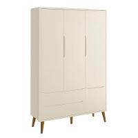 Guarda Roupa Infantil 3 Portas Theo Retrô Areia Fosco Com Pés Amadeirado Reller Móveis Areia Fosco - 1