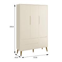 Guarda Roupa Infantil 3 Portas Theo Retrô Areia Fosco Com Pés Amadeirado Reller Móveis Areia Fosco - 2