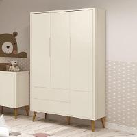 Guarda Roupa Infantil 3 Portas Theo Retrô Areia Fosco Com Pés Amadeirado Reller Móveis Areia Fosco - 4