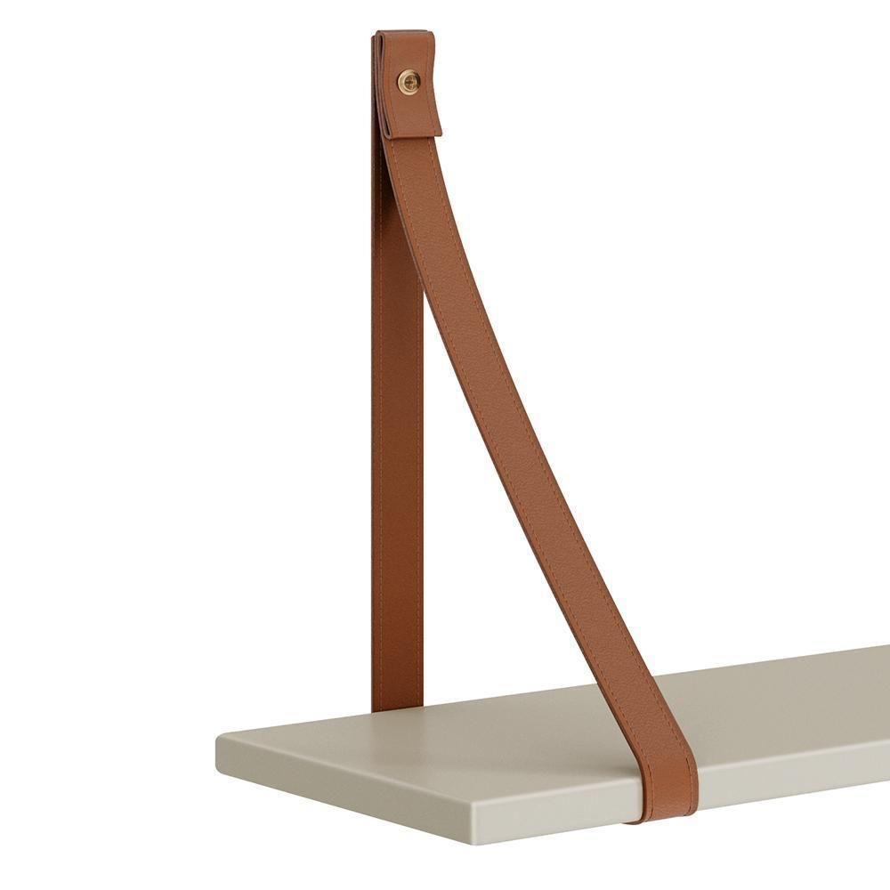 Kit 2 Prateleiras Luna 66,6cm Areia Fosco Com Alças De Couro Reller Móveis Areia Fosco - 2