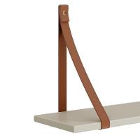 Kit 2 Prateleiras Luna 66,6cm Areia Fosco Com Alças De Couro Reller Móveis Areia Fosco - 2