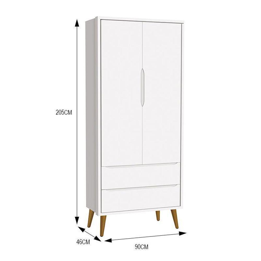 Dormitório Infantil Theo Retrô 2 Portas Cômoda E Berço Branco Fosco Com Pés Amadeirado Reller Móveis Branco Fosco - 2