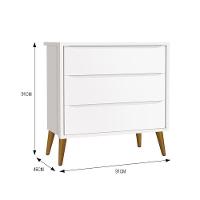 Dormitório Infantil Theo Retrô 2 Portas Cômoda E Berço Branco Fosco Com Pés Amadeirado Reller Móveis Branco Fosco - 6