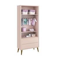 Dormitório Theo 2 Portas, Cômoda 6 Gavetas, Berço Rosa Fosco Com Pés Amadeirado E Colchão Reller Móveis Rosa Fosco - 6