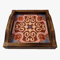 Bandeja Café Da Manhã Madeira Maciça Com Azulejo Azulejo G4 - 2