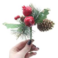 Kit 6 Ramos Romã Decoração De Natal Artificial Com Brilho 16cm - 2