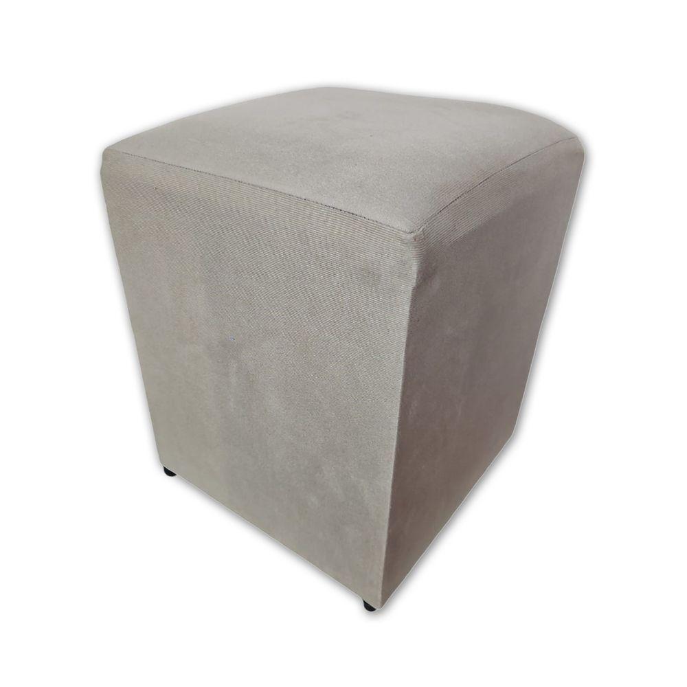 Puff Banqueta Quadrado Cubo Decorativo Courino E Suede Bege Suede - 1