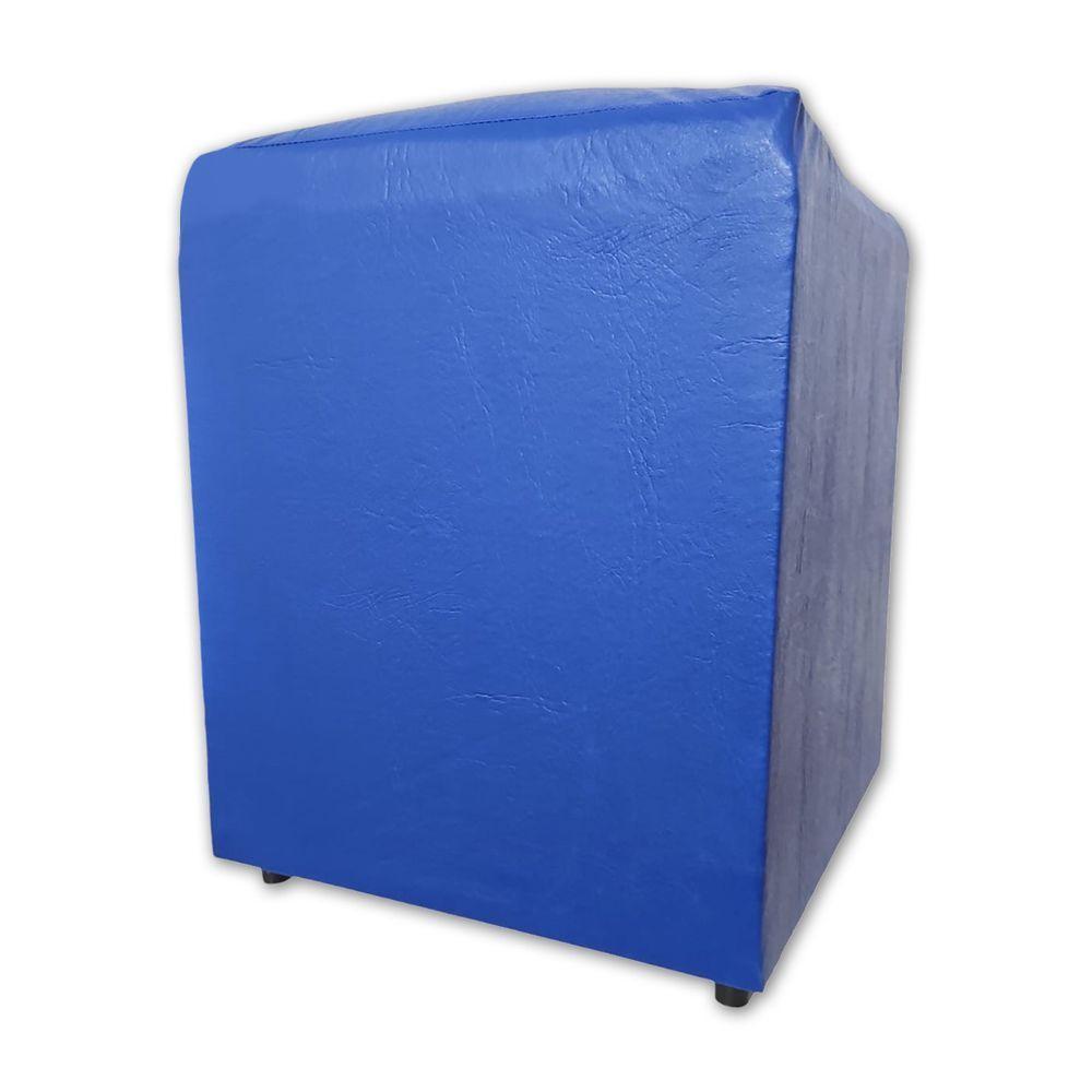 Puff Banqueta Quadrado Cubo Decorativo Courino E Suede Azul Royal Courino - 3