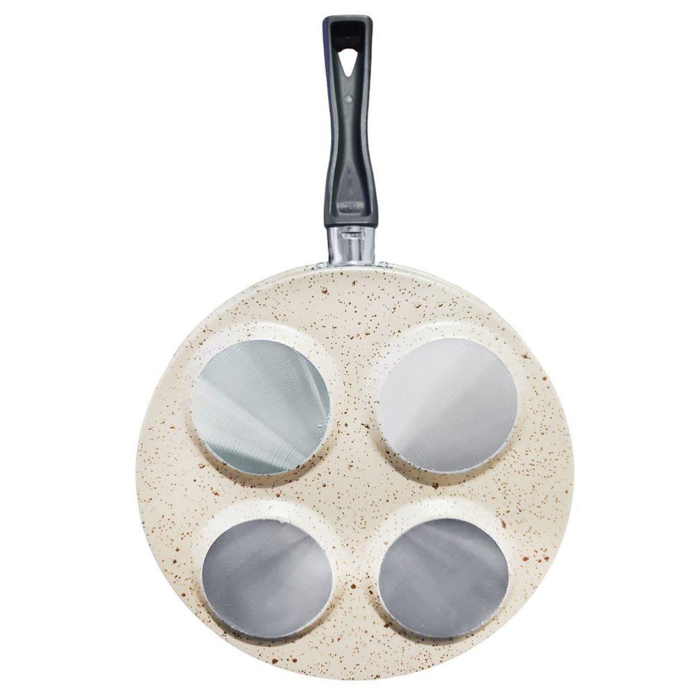 Frigideira 4 Ovos Multiuso Divisórias Antiaderente Grill Bege Stone - 3
