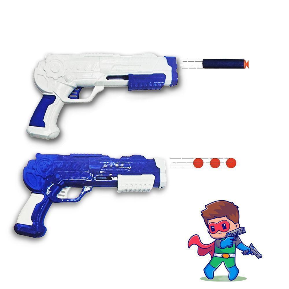 Kit 2 Lança Dardos Arminha Dupla Brinquedo Bolinha Shooter - 4
