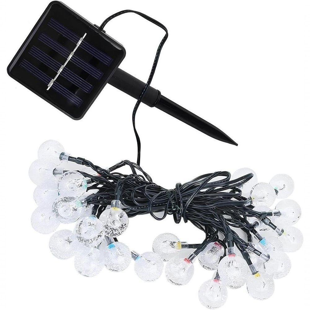 Cordão Lâmpadas Solar Luzes Leds Bolinhas Amarela Natal 5m - 1