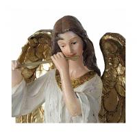 Dupla Anjos Músico Flautista Harpista Em Resina Natal 38cm - 2