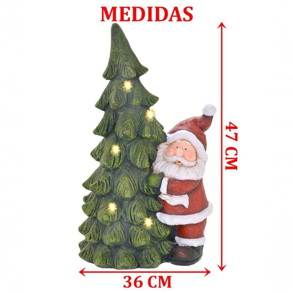 Estatueta Natalina Papai Noel árvore Natal Leds Luzes 47cm - 2