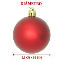 Kit 12 Bolas Vermelha Natal Decoração árvore De Natal 55mm - 2