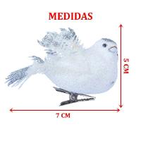 Kit 4 Decoração Natal Presilha Pássaro Branco Com Glitter - 2