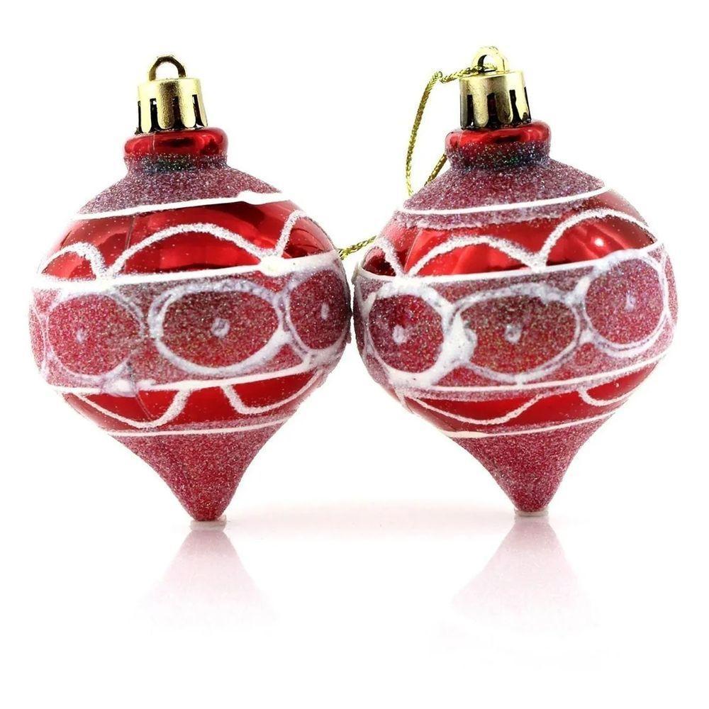 Kit 18 Bolas Pião Enfeite árvore Natal Pendente Glitter 60mm - 1